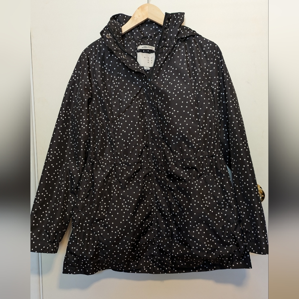 Hooded Polka Dot Rain Jacket - Small